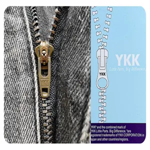 Detailed shot of black washed ripped denim shorts featuring durable metal YKK zipper hardware.