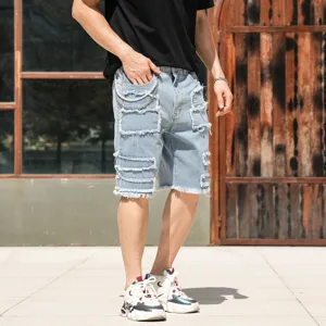 Herren Destroyed Jeansshorts Streetwear lässige 5-Länge Sommer coole Mode Vintage Denim Hosen