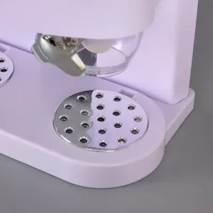 Base de distributeur de céréales à double baril avec plateau en acier inoxydable.