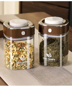 Vacuum glass sealed storage jar, thick food-grade tea container with convenient timer lid.
