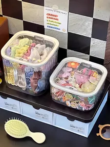 Boîte de rangement de bureau transparente avec couvercle, organisateur multifonction pour accessoires.