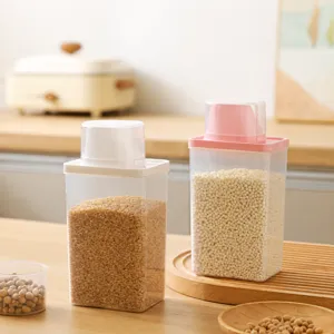 Barattolo per Alimenti Sigillato in Plastica per la Casa con Misurino Contenitore Quadrato per Alimenti Secchi