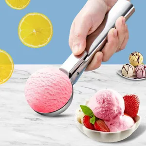 Stainless Steel Ice Cream Scoop Multi-functional Fruit Ball Digger Dessert Spoon With Trigger Release Kitchen Gadget