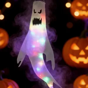 Leuchtender Halloween-Geist-Windsack mit bunten LED-Lichtern für die Garten-Außendekoration