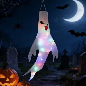 Leuchtender Halloween Geist Windsack mit bunten LED-Lichtern für die Gartendekoration
