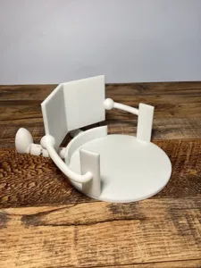 Vue en gros plan détaillée du support de papier toilette en plastique blanc 3d
