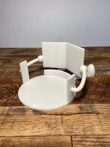 Vue en gros plan des détails et de la structure du porte-papier toilette imprimé en 3D.