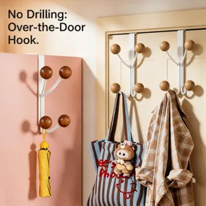 Household Punch Free Over The Door Hook Stainless Steel Metal Hanging Rack For Clothes Bags Hat Home Storage Organizer
