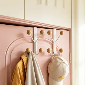 Over the door hook punch-free metal coat hanger multi-purpose clothes rack for hat bag