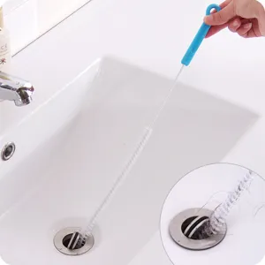 Flexible sink drain clog remover cleaning brush, long wire pipe dredger for bathroom hair.