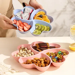 Four-leaf clover fruit plate compartmentalized snack dish living room dried fruit storage box