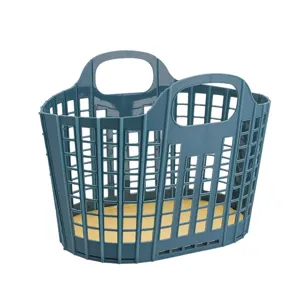 Panier de rangement en plastique pliable avec poignée, organisateur de bureau portable.