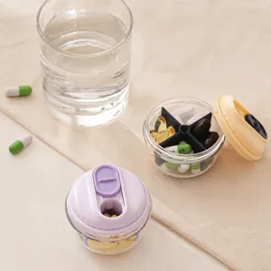Tragbarer Mini Pillendose 4 Fächer transparente Aufbewahrungsbox für Reise Medikament