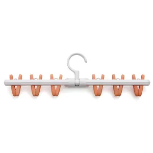 Opvouwbare kunststof kledinghanger met meerdere clips voor sokken en kleine kleding.