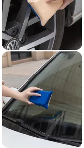 Dicker doppelseitiger Autowaschschwamm und Glasreinigungspad für effektive Autoreinigung.