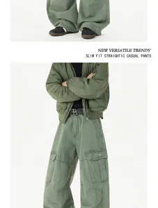 Casual cargo pants for men and women, loose fit straight leg tactical trousers with multi-pockets.