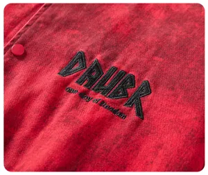 Giacca in denim slavato rosso dettaglio uomo streetwear moda casual top in cotone