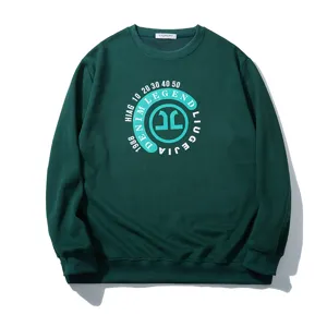 Dark green graphic print crewneck sweatshirt casual streetwear unisex pullover top.