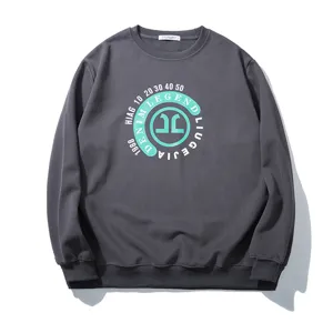 Plus size casual crewneck sweatshirt with vintage letter graphic print for men and women.