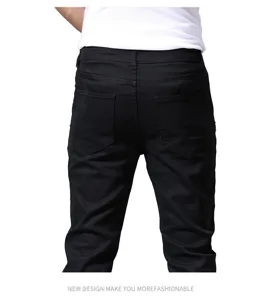 Men's black slim fit denim jeans casual trousers classic back pocket design stylish wear
