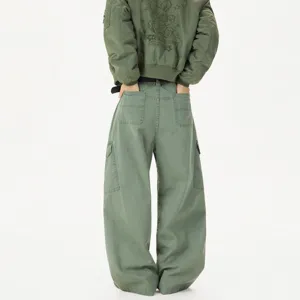 Men's Women's Vintage Loose Fit Cargo Pants Casual Wide Leg Multi-Pocket Trousers Main View