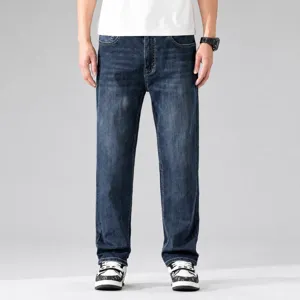 Jean en Denim Stretch Décontracté pour Hommes Pantalon Droit Coton