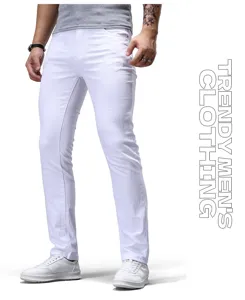 Jeans slim bianchi da uomo pantaloni denim eleganti per primavera autunno uso quotidiano