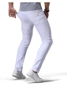 Jeans uomo bianco slim fit in denim casual classico pantaloni stretti elasticizzati