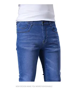 Jeans slim stretch blu da uomo pantalone casual alla moda abbigliamento quotidiano