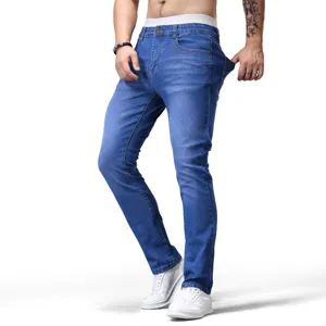 Jeans slim blu da uomo pantaloni in denim di moda casual primavera quotidiano stiloso