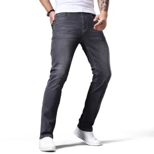 Jeans slim uomo grigio scuro casual pantaloni eleganti in denim per uso quotidiano primavera