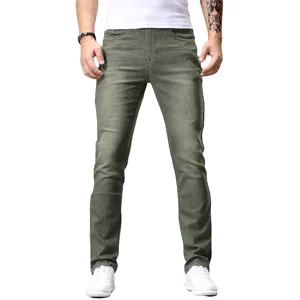 Jeans slim uomo verdi pantaloni in denim casual alla moda quattro stagioni moderna