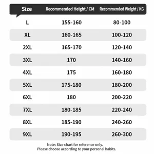 Size chart for men's crewneck sweatshirt tie-dye long sleeve t-shirt plus size L-9XL