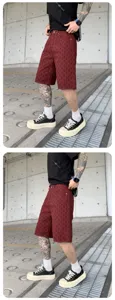 Men's washed textured streetwear shorts, comfortable fit, perfect for casual summer daily wear.