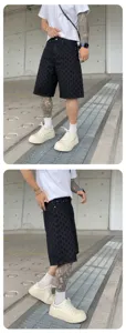 American high street washed distressed black denim shorts for men, casual fashion cool shorts.