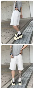 Men's American street style textured casual shorts, comfortable fit, perfect for daily wear.