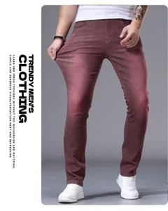 Men's slim fit stretch skinny denim jeans casual trousers comfortable everyday wear