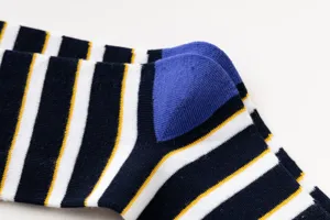 Men striped cotton socks detail close-up breathable mid-tube comfortable casual wear
