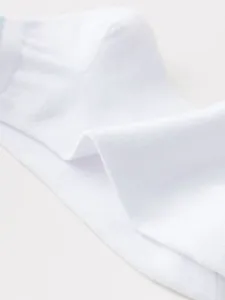 Detailed view of white cotton low-cut women socks, soft fabric and comfortable everyday wear.