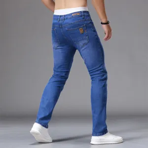 Men's classic slim fit stretch denim jeans casual fashion trousers blue main view