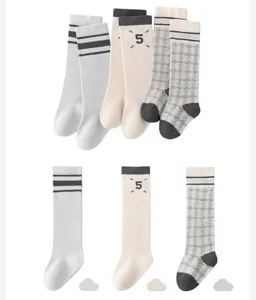 Soft breathable baby knee high cotton socks set for newborn infant long socks wear