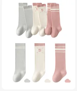 Baby knee high long cotton socks cute stripe design comfortable baby socks for all seasons