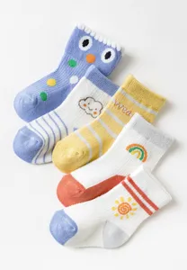 Chaussettes de bébé en coton mesh mignonnes avec motifs de dessin animé, confortables.