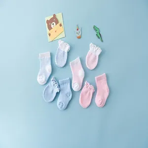 Cute baby cotton socks and anti-scratch mittens set breathable summer infant socks