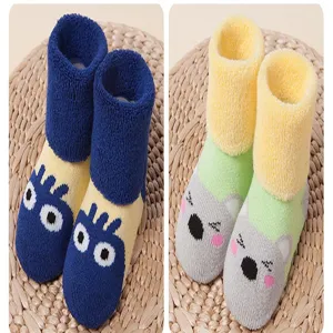 Cute thickened toddler loop socks with lovely cartoon animal designs for warm autumn winter.