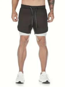 Pantaloncini sportivi 2 in 1 da uomo, pantaloncini fitness doppi ad asciugatura rapida.