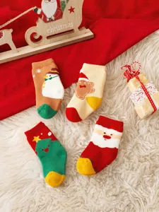 Cute Christmas kids socks, thickened cotton towel socks for boys and girls, winter warm hosiery.