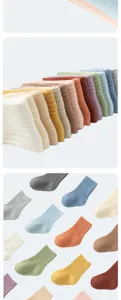 Comfortable cotton baby socks with ribbed design, colorful and soft for infants and kids.