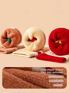 Thickened winter cotton towel socks rolled up, cozy thermal warm fleece socks for daily wear.