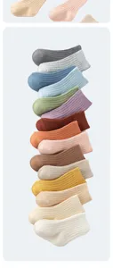 Colorful ribbed baby socks detail shot, comfortable cotton toddler socks assorted set.